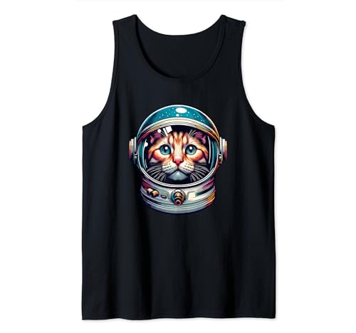Gato astronauta con casco, espacio cósmico Camiseta sin Mangas