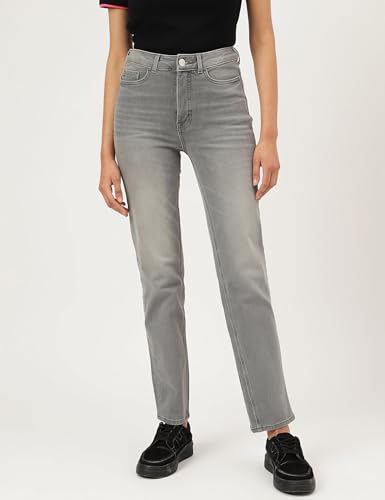 Image of Marks & Spencer Cotton Mix Plain Straight Fit Jeans T576013KGREY (XS)