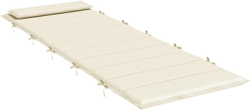 Large Cream Sun Lounger Cushion 70.9 x 23.6 in Soft Oxford Fabric Breathable Recliner Pad with Non Slip Feet for Garden Patio Living Room Indoor Outdoor Relaxation
