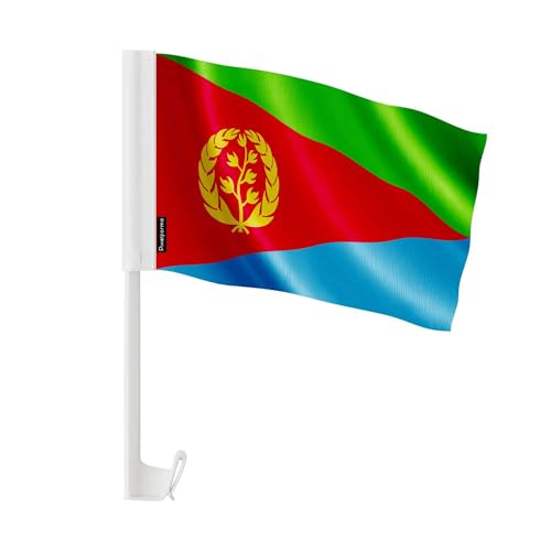 Drapeau Voiture Érythrée en Polyester 30x45cm - Lot de 50 Pièces pour Cortège