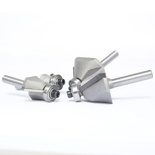 Akylin US-AKRB0114XJD45-19 4Pcs 45 Degree Chamfer Router Bit Set,1/4 Inch Shank,1/4 Inch,1/2 Inch,3/4 Inch And 7/8 Inch Bevel Length,Eased Edge Cutter thumb #4