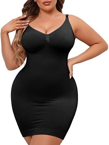 Anygirl Shapewear Slips for Under Dresses Tummy Control Body Shaper Seamless Full Slip Adjustable Straps Under Dress Slips