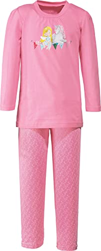 Erwin Müller Kinder Schlafanzug rosa Größe 110/116, Pyjama, Zweiteiler, Nachtwäsche Single-Jersey, Fee und Einhorn - Gummibund mit Schleifchen,...