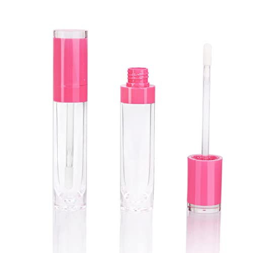 COSIDEA Lot de 26 tubes de gloss à lèvres vides de 8 ml avec baguette transparente, conteneurs ronds rose rose pour gloss à lèvres