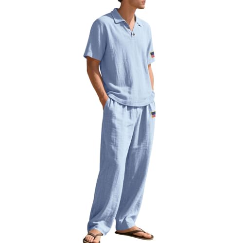 Ensemble en lin homme premium avec chemise boutonnée et pantalon d'été en fibres naturelles