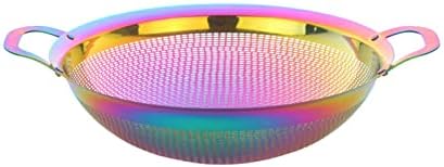 Buyer Star 18/8 Stainless Steel Colander, Micro-Perforated & Footed Metal Colander with Handle, Heavy Duty Strainer for Kitchen Food/Pasta/Vegetable/Rice/Fruit/Noodles- Dishwasher Safe, (Rainbow)