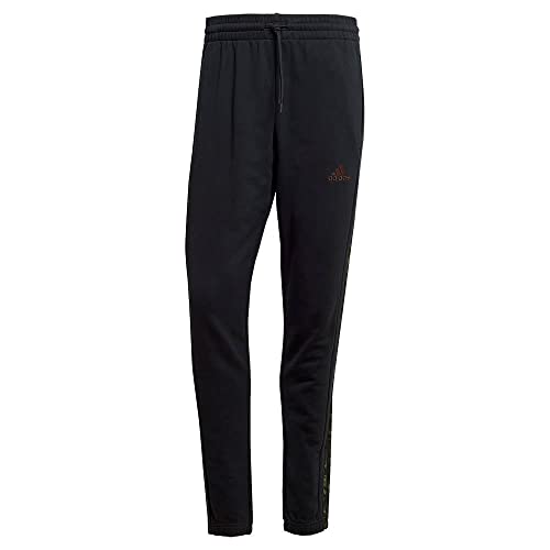 Adidas Herren Essentials French Terry Tapered Elastic Cuff 3-Stripes Pants, Black/Olive strata, M – Ansicht 1