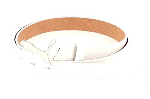 Image of Puma Women Leather Skinny Pop Fitted Belt (White Bt90810908 Large)