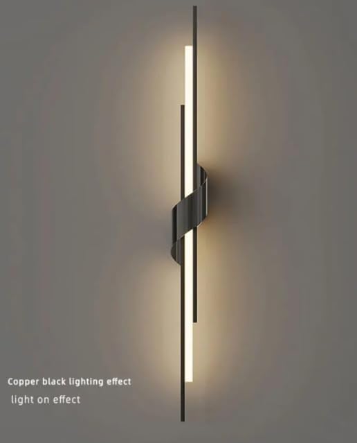 Image of Modern Wall Light for Living Room | Minimalist Metal Wall Lamp with 3-Color LED | Wall Lights for Bedroom, Dining Room, Hallway | Decorative Wall Mount Light Fixtures Indoor (Black)