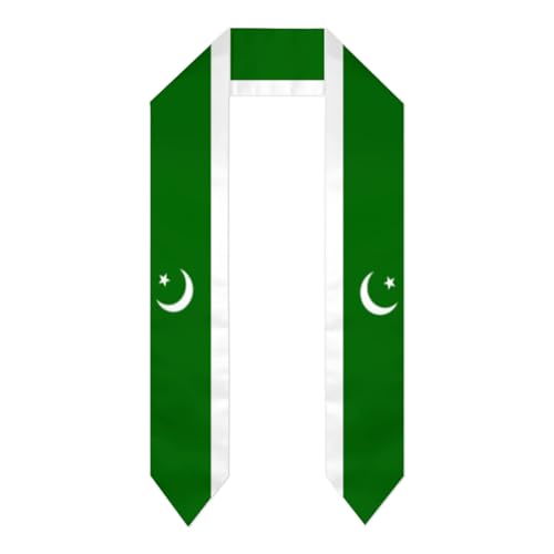 Pakistan Pakistani Flag Graduation Stole Scarf Shawl Sash for Abroad Student International Study 2024 Graduate Gift for Unisex Sharp Corner 72 inches Length