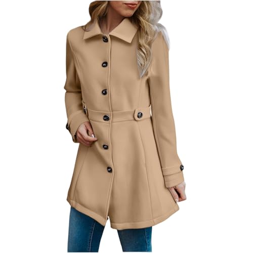 Gabardina de doble botonadura para mujer, resistente al agua, cortavientos, abrigo clásico con solapa con cinturón, caqui, XL