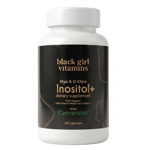 Black Girl Vitamins Inositol Supplement, 2000mg Myo + 50mg D-Chiro, Vegan Capsules to Support Hormone Balance, Healthy Ovarian & Menstrual Wellness, 60 Count