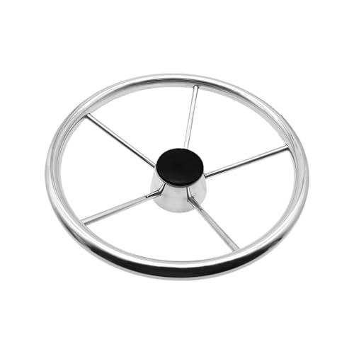 CHMIFTNX 5 Spoke 15 inch Stainless Steel Steering Wheel Boat Yacht Steering Wheel with Control Knob Boat Accessories(No knob)