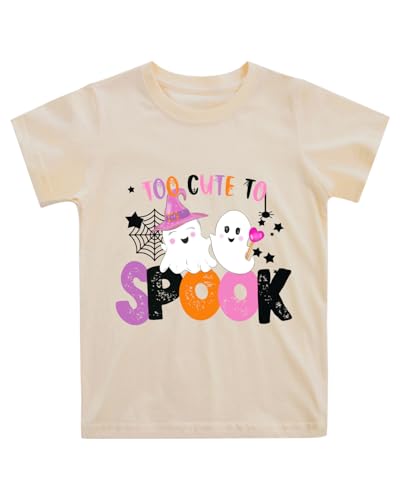 Geoyune Toddler Girls Halloween Shirt Cute Ghost Trick Or Treat Spooky T-Shirt For Kids 2T cover
