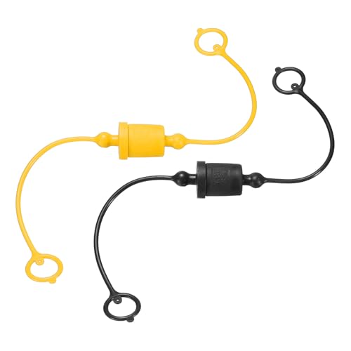 Image of HARFINGTON 2Sets 3 /8 Hydraulic Hose Dust Cap and Plug Kit, ISO-A Male Dust Cap & Female Plug Cover Quick Disconnects Air Coupler Cover Port Plug Fittings with Retention Ring, Black /Yellow
