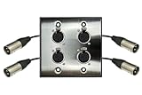 DIYTECH Premium XLR Wall Plate, Solderless, No Solder, Audio Wall Plate, for Pro Audio Installation (Female to Male 4-Port)