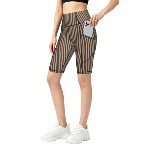 Short de yoga court marron poches asbwuo fitness running athleisure