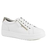 Wide Fit Zip & Lace Platform Trainers - White Size 5