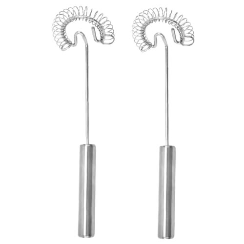 HOUDERCO 2個 手動エルゴノミック卵泡立て器 軽量で使いやすいキッチン用ホイッスク コーヒー ミルク ソースの多機能泡立て器