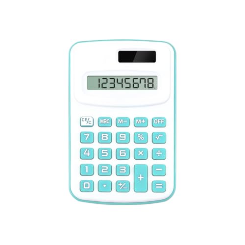 Image of TIECHI Pocket Calculator, 8-Digit Basic Calculator Solar Battery Mini Desk Calculators for Office, Home, School, Work, Light Blue