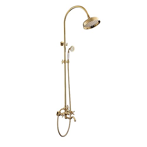 BXLYUJTY Juego de Ducha con Grifo Visto, Ducha Vintage, Cabezal de Ducha Tipo Lluvia con Ducha de Mano, Grifo para bañera con Patas, Grifo de Ducha de Pared para bañera, Cromado. Do