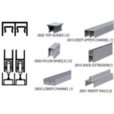 C.R. LAURENCE D2307A CRL Satin Anodized Deluxe Track Assembly D613 Upper and D601 Rail with Nylon Wheels