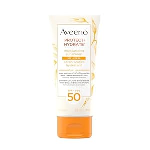Aveeno Protect & Hydrate Face Sunscreen Lotion SPF 50 – Broad Spectrum UVA/UVB Protection with Oat Formula – Water Resistant, Non-Comedogenic Moisturizing Cream for Sensitive Skin, 88 mL