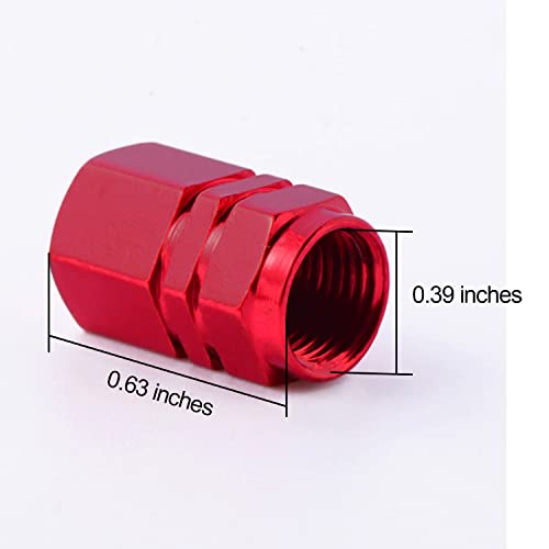 Eboot 8 Pieces Tire Stem Valve Caps Wheel Valve Covers Car Dustproof Tire Cap, Hexagon Shape (Red) #TOP1