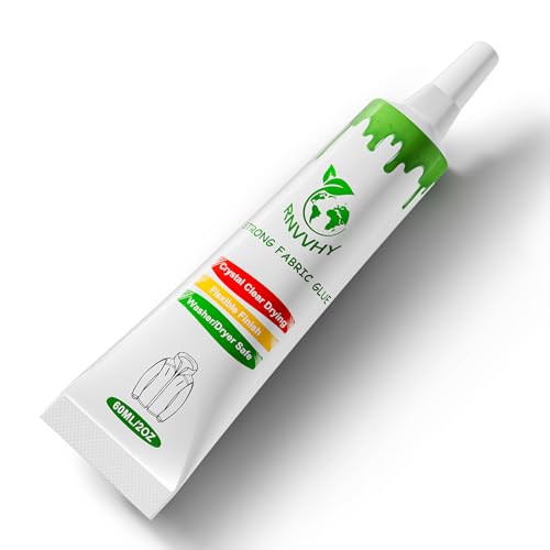 Fabric Glue Permanent, 60ml Super-Strong Clear Washable Fabric Ad...