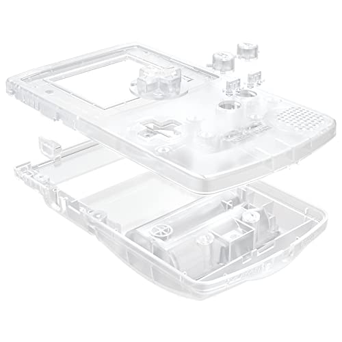 Image of IPS Ready Upgraded eXtremeRate Transparent Clear Replacement Shell Full Housing & Black Screen Lens for Gameboy Color - Fit for GBC OSD IPS & Regular IPS & Standard LCD - Console & IPS Screen Without