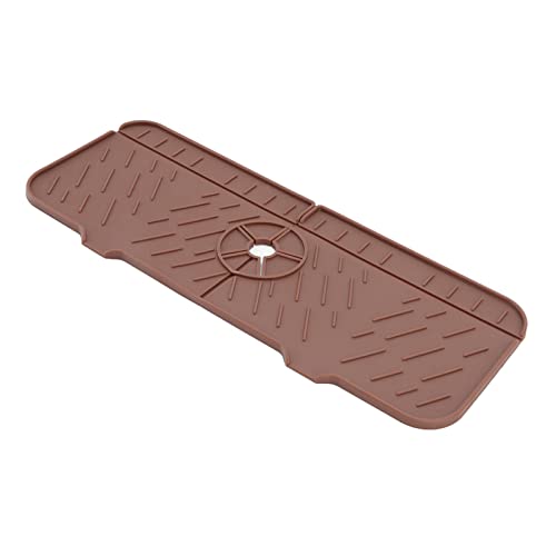 Ghzste Faucet Absorption Mat Washable Reusable Silicone Water Catcher Mat Sink Countertop Kitchen Bathroom RV (Brown)