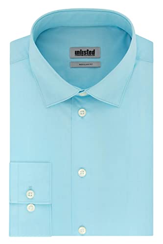 Kenneth Cole Unlisted Men's Dress Shirt Regular Fit Solid , Aqua, 15"-15.5" Neck 32"-33" Sleeve #TOP2