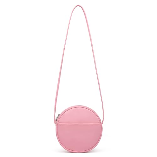 Image of Circle Crossbody Bag for Women NYLON Circle Purse with Zipper Adjustable Knot Shoulder Straps