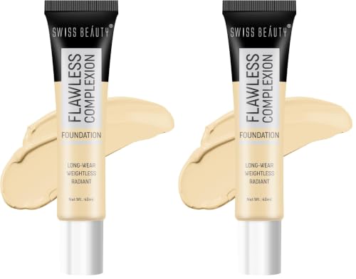 Image of Swiss Beauty Pearl Illuminator Light Coverage Natural Foundation Cream For All Skin Types, Face Makeup, Shade- 02 Fair Ivory, 35g (Pack of 2)