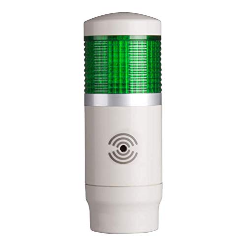 PMEB-101-G, Tower Light, 45mm LED 1 Stack, Steady, 12VAC/VDC, Green Lens with Built-in Buzzer