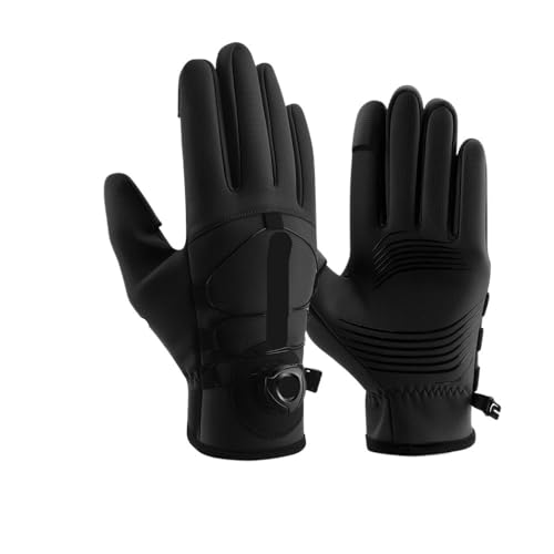 HYHWYD Guantes térmicos de invierno para hombre con hebilla de cordones giratoria, repelentes al agua, para motocicleta, deportes cálidos (color negro, S, XL (ancho 9,5-10 cm)