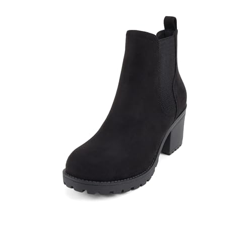 Soda ZINON ~ Women Lug Sole Mid Heel Chelsea Fashion Ankle Boot w/Double Elastic Gore2