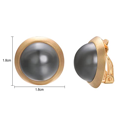 Yoursfs Clip On Earrings For Women 18K Yellow Gold Plated Dark Grey Faux Pearl Earring For Non Pierced Ears Clip Fashion Jewelry #TOP1