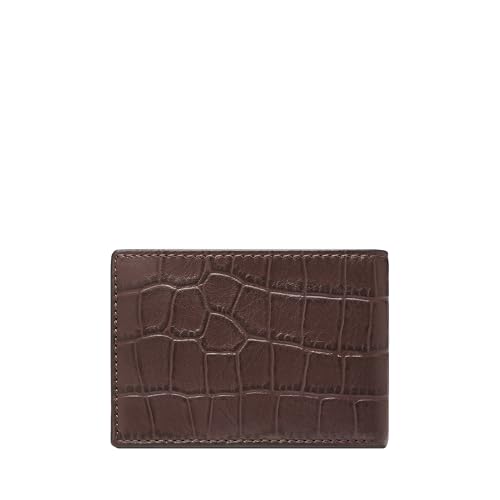 Image of Fossil Men's Front Pocket Wallet, Derrick Mink Croco, One Size