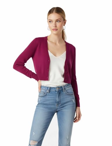 Image of Allsense Women's Cropped Bolero Shrug Cardigan | 3 /4 Sleeve, Button Down, Lightweight Knit Sweater