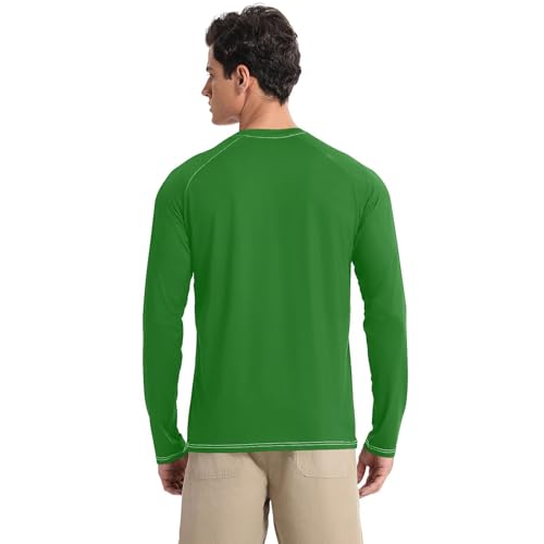 Dark Green UPF 50+ Sun Shirts for Men Comfortable Long Sleeve Mens Sun Shirts Protection Long Sleeve Summer2