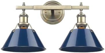 Golden Lighting 3306-BA2 AB-NVY Orwell Bath Vanity, Aged Brass with Navy Blue Shade