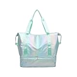 [B-TOPAZ] キャリーオンバッグ ボストンバッグ トートバッグ ジムバッグ 大容量 大きめ バッグ かわいい 折りたたみ おしゃれ 固定 トラベルバッグ 旅行 修学旅行 軽量 撥水 防水 ジム ゴルフ フィットネス スポーツバッグ (ミント)