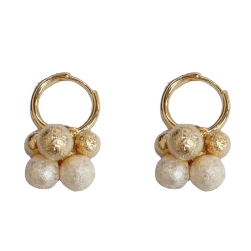 French retro personality exaggerated metal ball fringed ear buckle femininity fashionable simple unique design earrings (Gold - Ball Ears)