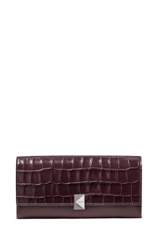 Image of kate spade new york Deco Croc Embossed Mixed Material Large Flap Wallet