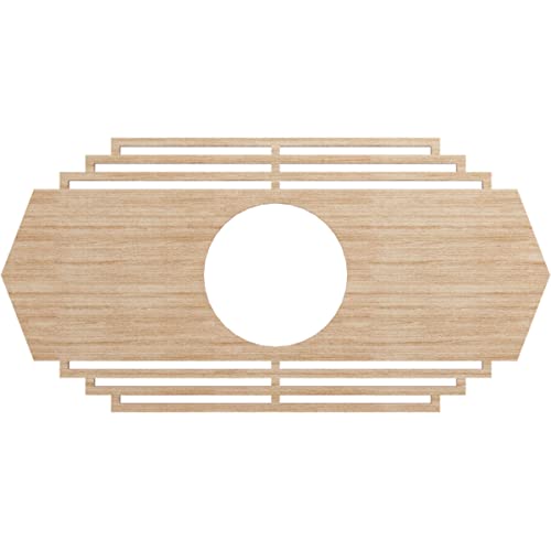 Ekena Millwork 20"W x 10"H x 5 1/4"ID x 3/8"T Chrysler Wood Fretwork Pierced Ceiling Medallion, Alder