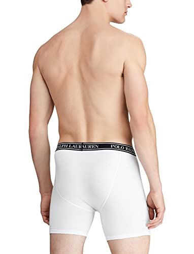 Polo Ralph Lauren Men's Stretch Classic Fit Boxer Briefs, Trunks & Long Leg Available, 3-Pack, White/Polo Black & Blue Saturn Stripe/Blue Saturn, Medium #TOP4