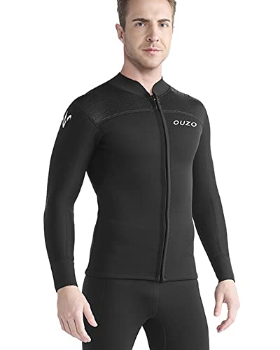Chaqueta de Neopreno para Hombre, Traje de Buceo de 3MM con Cremallera Frontal y Mangas Largas para Buceo, Surf y Natación miniatura 3