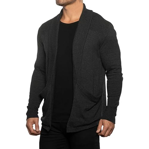 Cardigan à col châle torsadé pour homme : gilet long ouvert décontracté