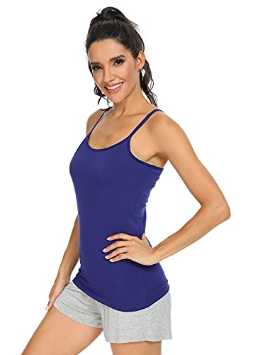 Image of Orrpally Women Cotton Camisole Shelf Bra Cami Tank Tops Adjustable Spaghetti Strap Tank Top 3-Pack
